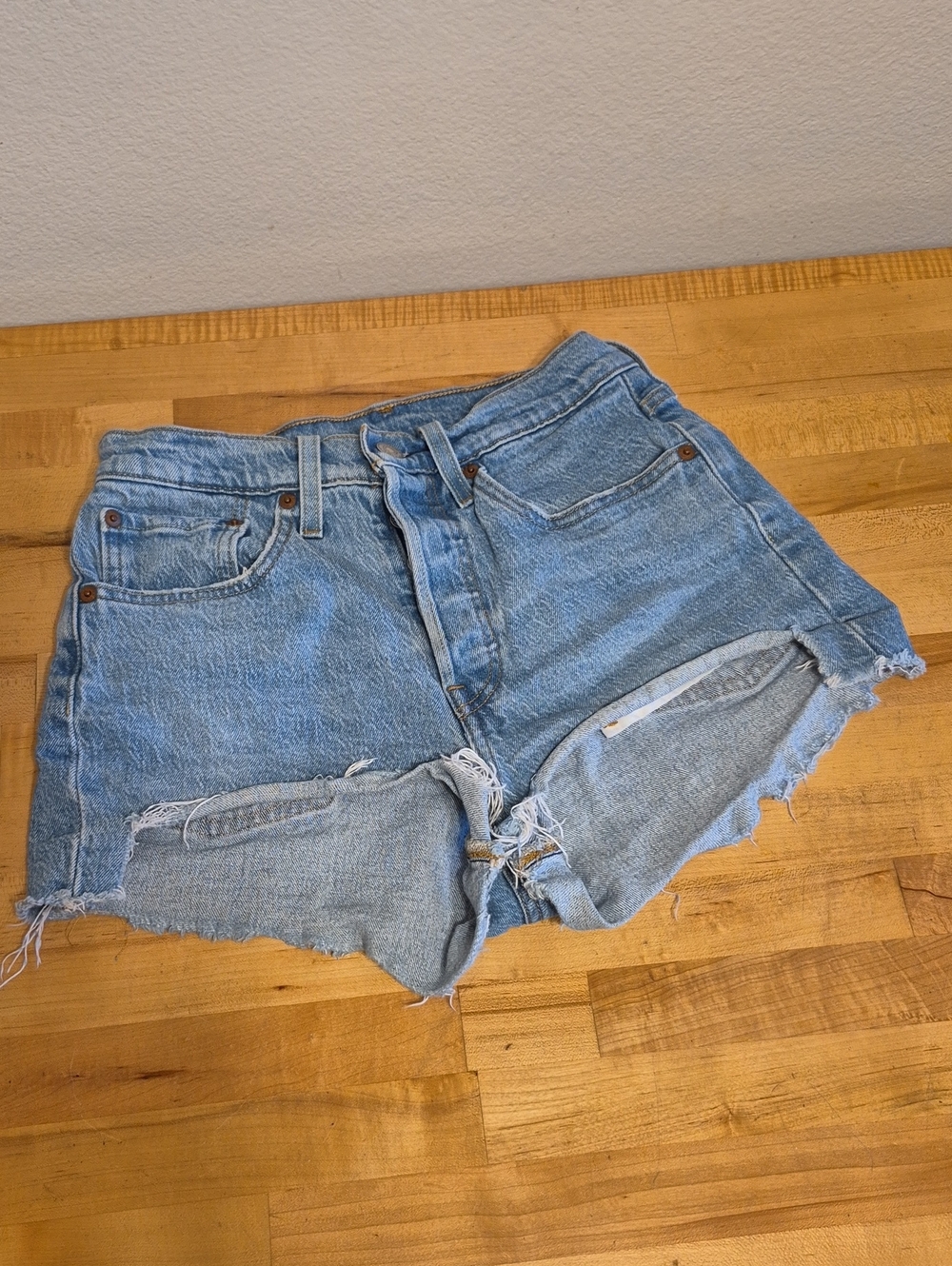 High-Waist Vintage Light Blue Denim Shorts